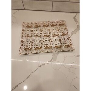Vintage Georges Briard Gold Persian Garden Glass Tray Signed‎ 10.5 X 8.5